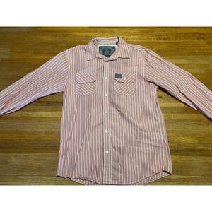 Slade Wilder Men Medium Pink Stripe Long Sleeve Button Down Collar Pocket Shirt‎